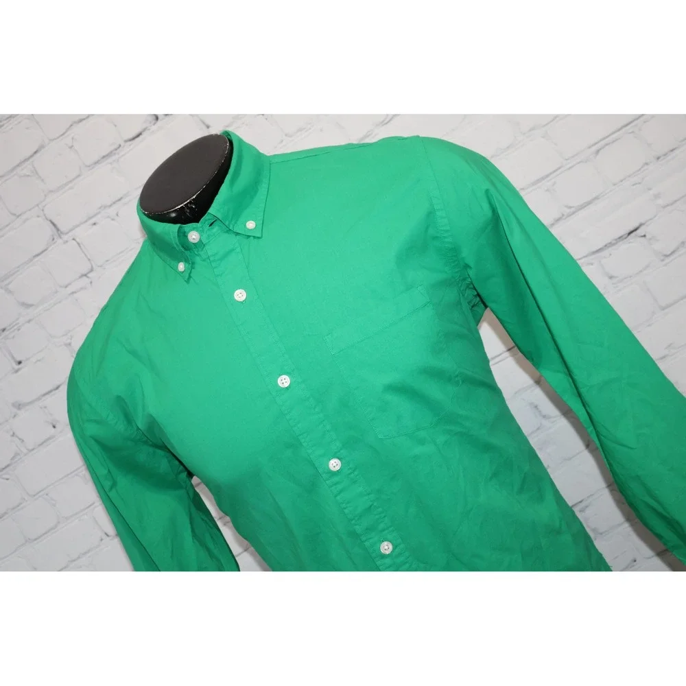 J.Crew Button Down Shirt Mens Medium Green Long Sleeve Lightweight Cotton